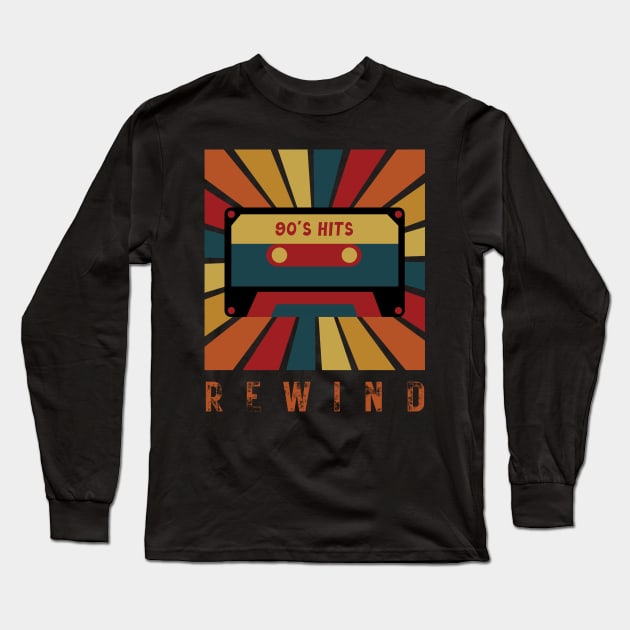 Retro Rewind Long Sleeve T-Shirt by BombaySaffron